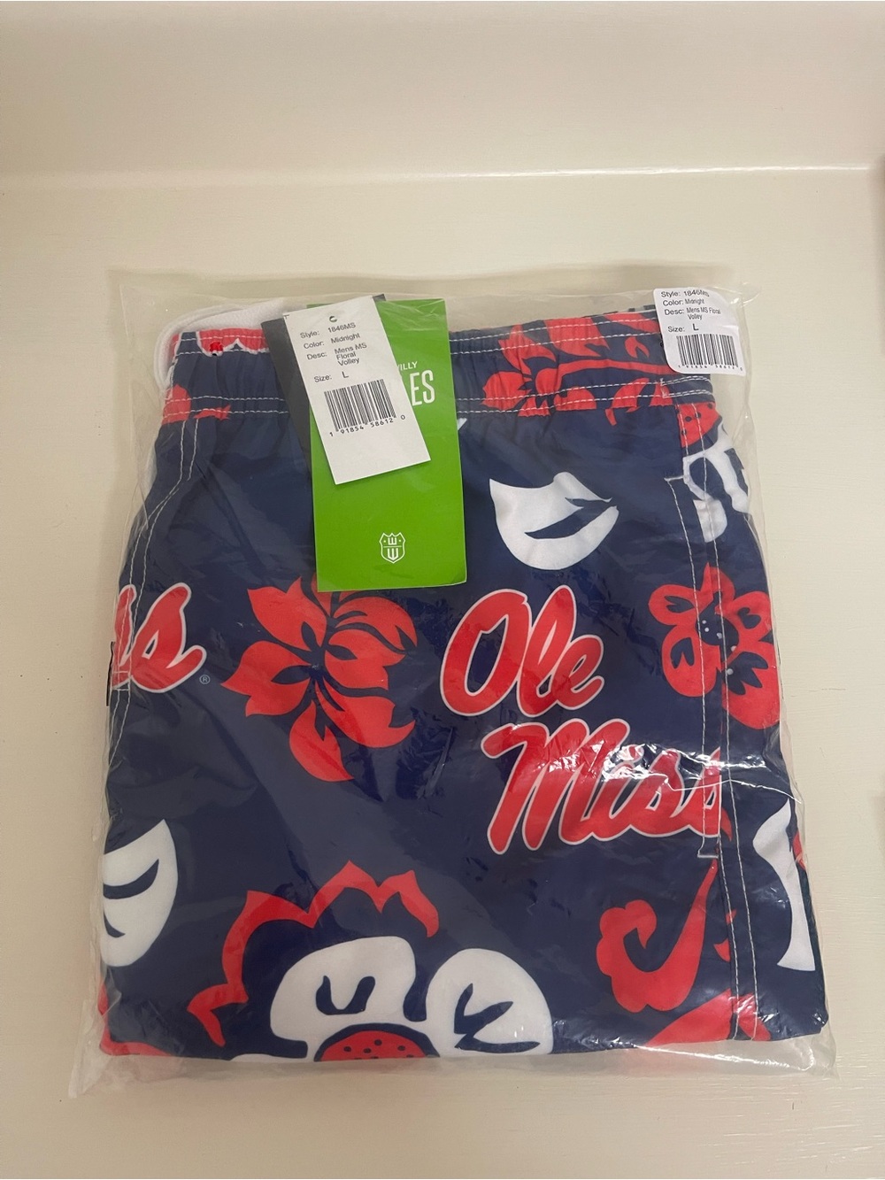 Ole Miss Navy & Red Floral Swim Trunks